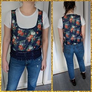 Lace Trim Floral Tank